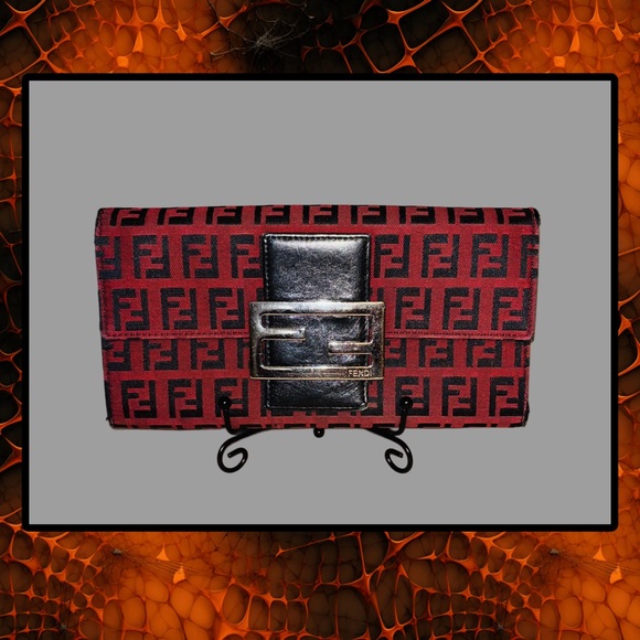 Fendi Handbags - FENDI Zucca Zucchino Leather/Canvas long wallet !